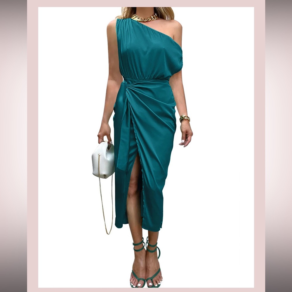 Amazon Merokeety off the shoulder satin dress